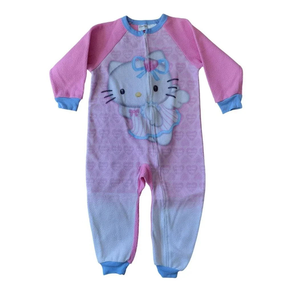 Sanrio Hello Kitty 5T Fleece Pajama Footie PJs Pink‎ Purple Vintage Y2K 2002